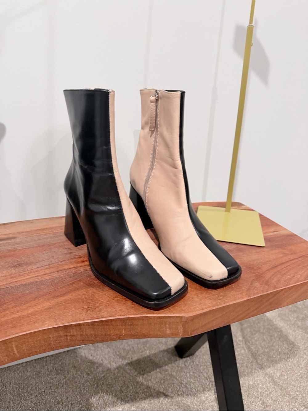 Alohas Two-Tone Black and Beige Women's Ankle Boots
